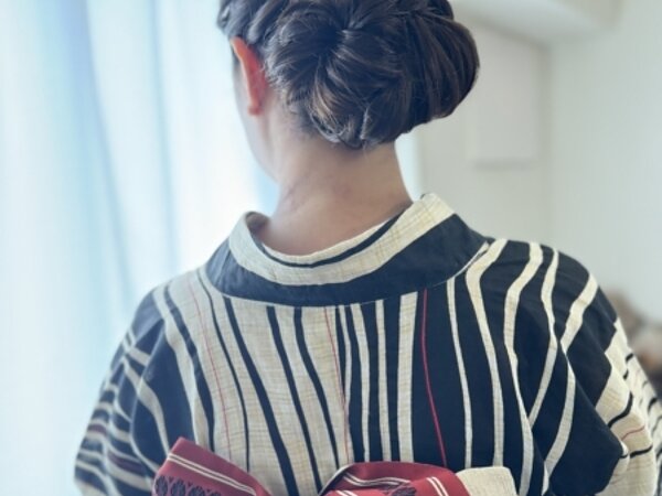 浴衣とヘアセットと天神の画像